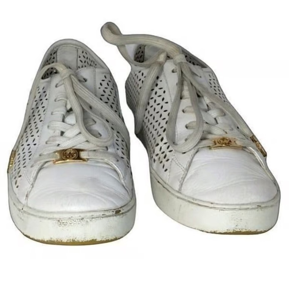 Women's White Perforated Sneakers